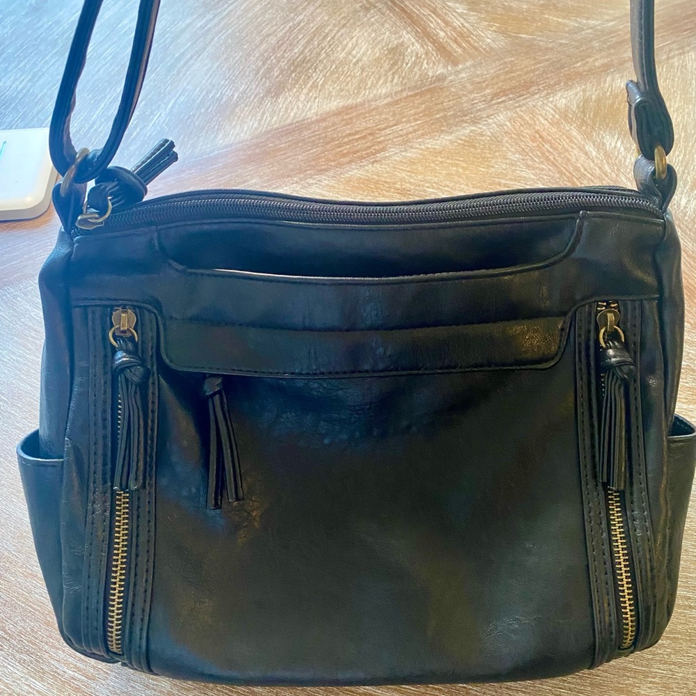 Bueno Elegant‎ Black Leather Shoulder Bag